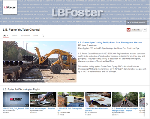 L.B. Foster Branded YouTube Channel